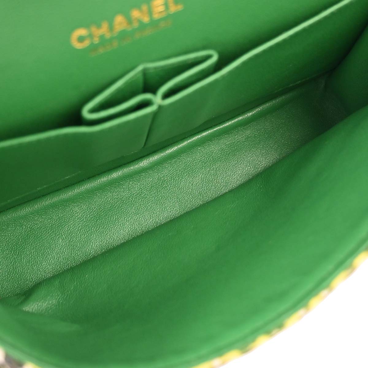 Chanel 2015-2016 Green Tweed Medium Classic Double Flap Shoulder Bag