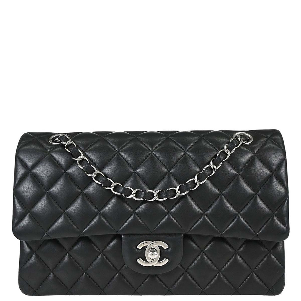 Chanel 2014 Black Lambskin Medium Classic Double Flap Shoulder Bag