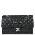 Chanel 2014 Black Lambskin Medium Classic Double Flap Shoulder Bag