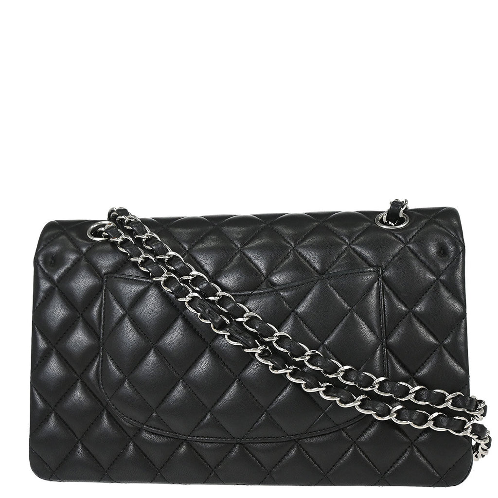 Chanel 2014 Black Lambskin Medium Classic Double Flap Shoulder Bag