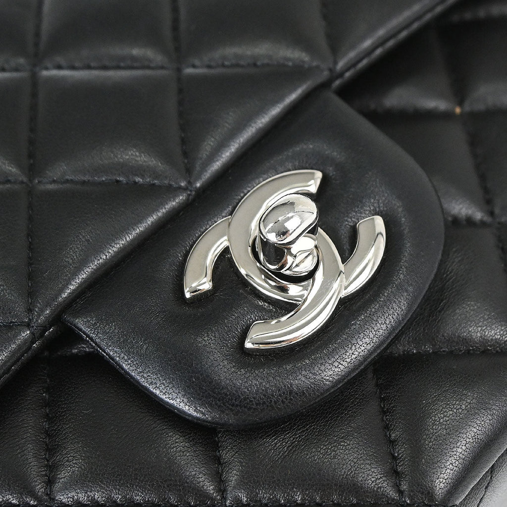 Chanel 2014 Black Lambskin Medium Classic Double Flap Shoulder Bag