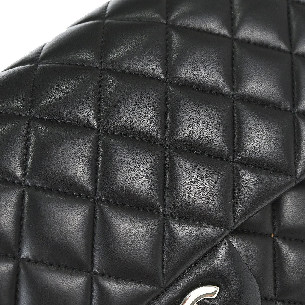 Chanel 2014 Black Lambskin Medium Classic Double Flap Shoulder Bag