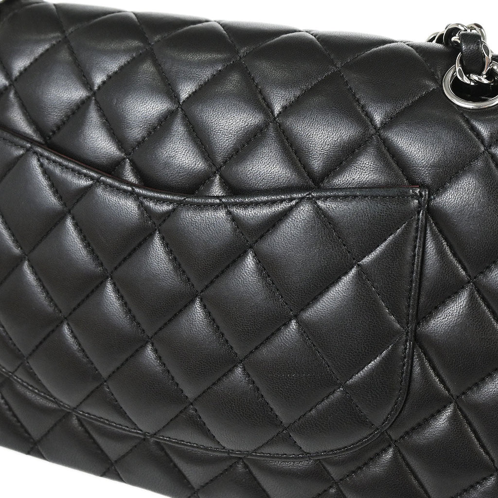 Chanel 2014 Black Lambskin Medium Classic Double Flap Shoulder Bag