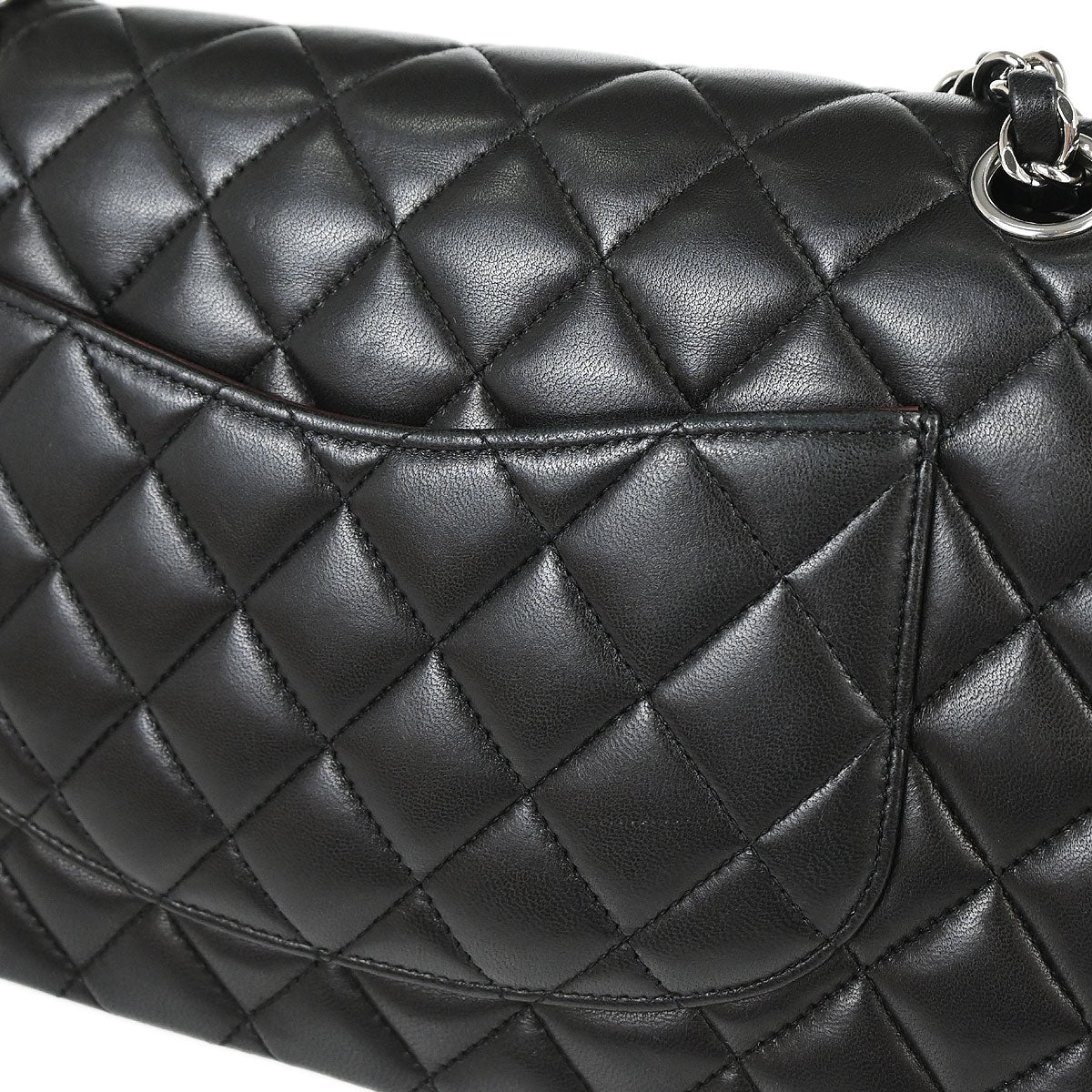 Chanel 2014 Black Lambskin Medium Classic Double Flap Shoulder Bag