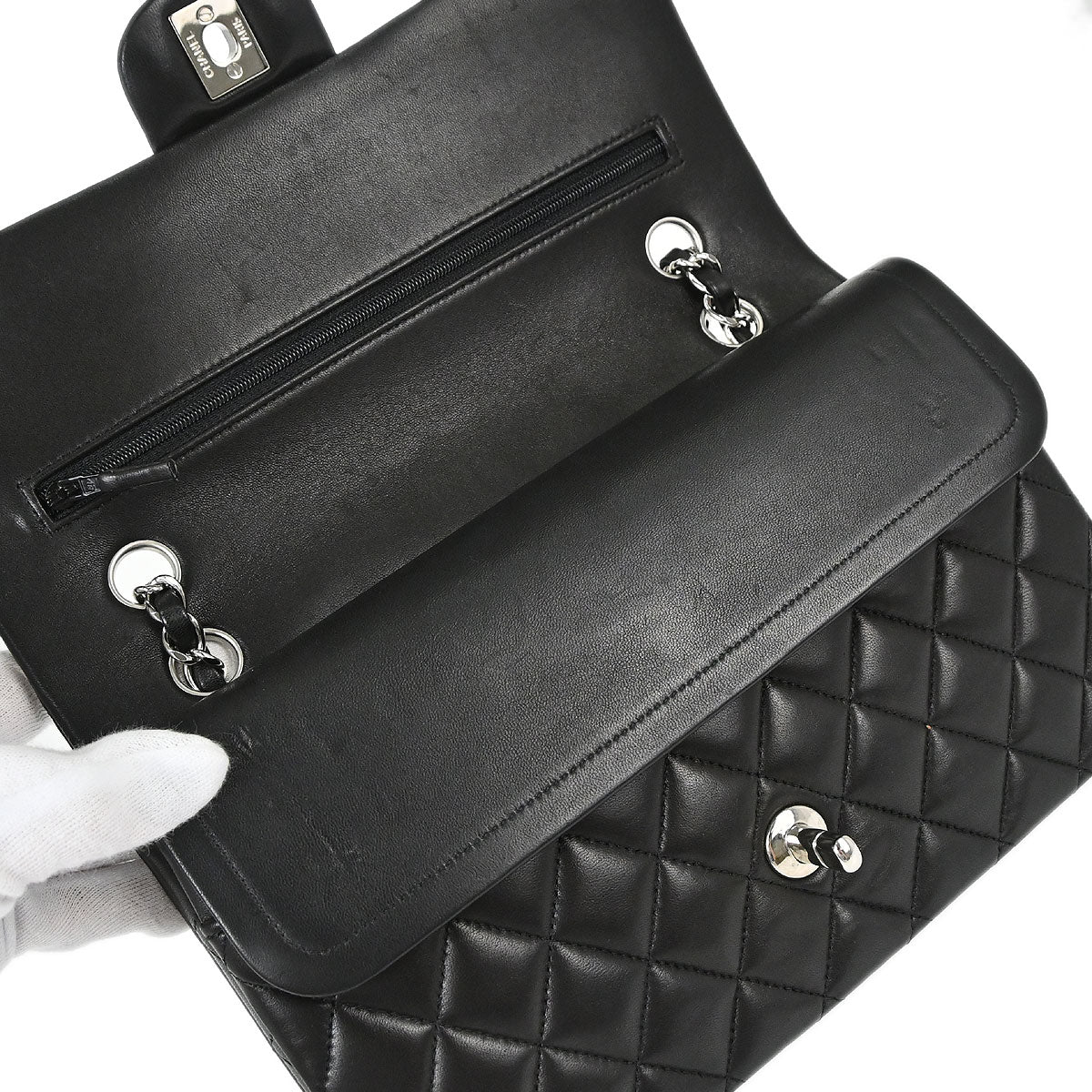 Chanel 2014 Black Lambskin Medium Classic Double Flap Shoulder Bag