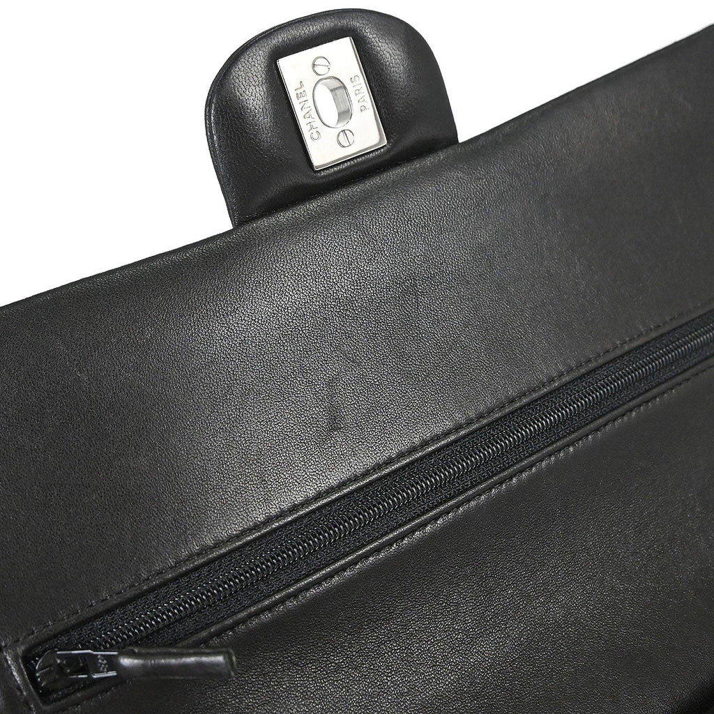 Chanel 2014 Black Lambskin Medium Classic Double Flap Shoulder Bag
