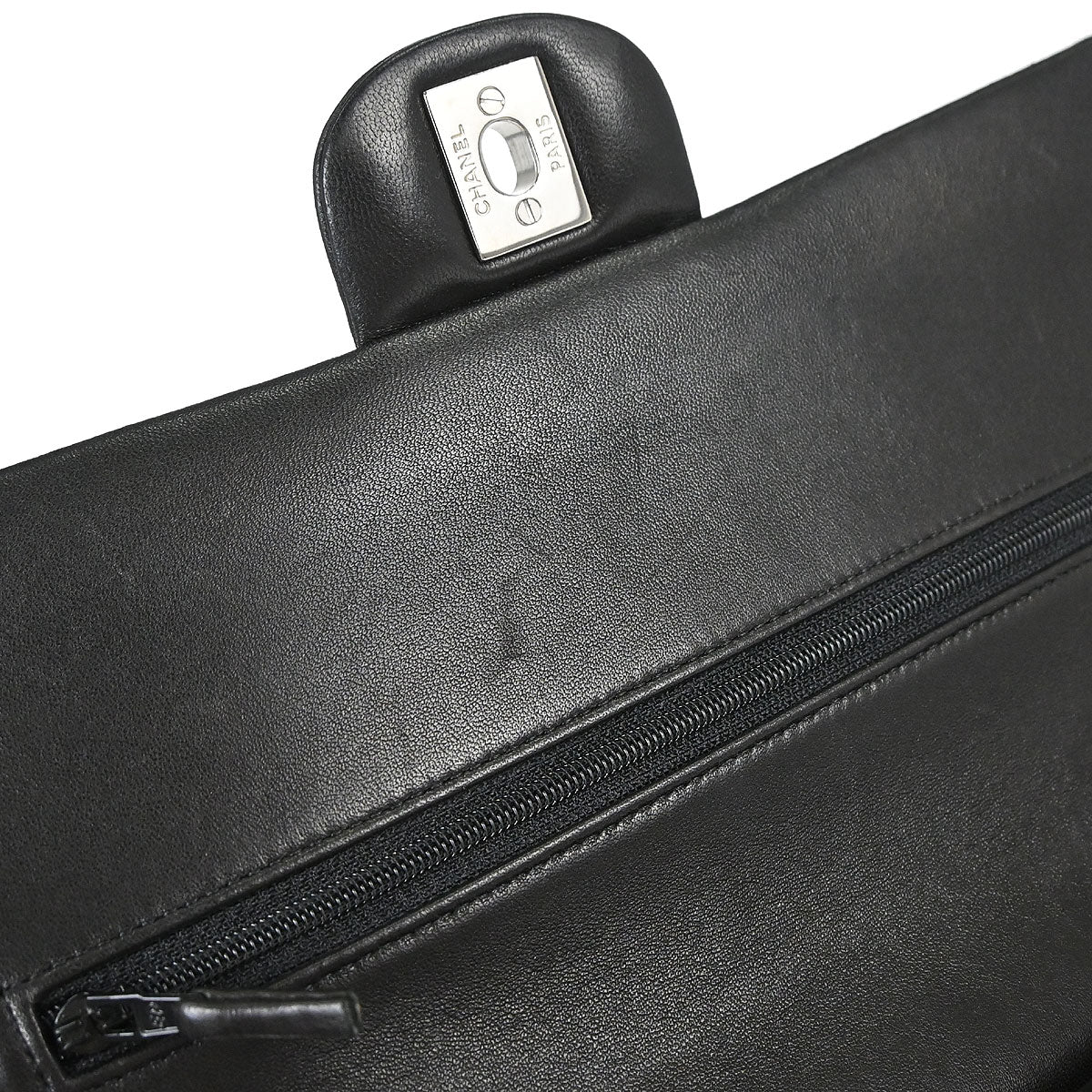 Chanel 2014 Black Lambskin Medium Classic Double Flap Shoulder Bag