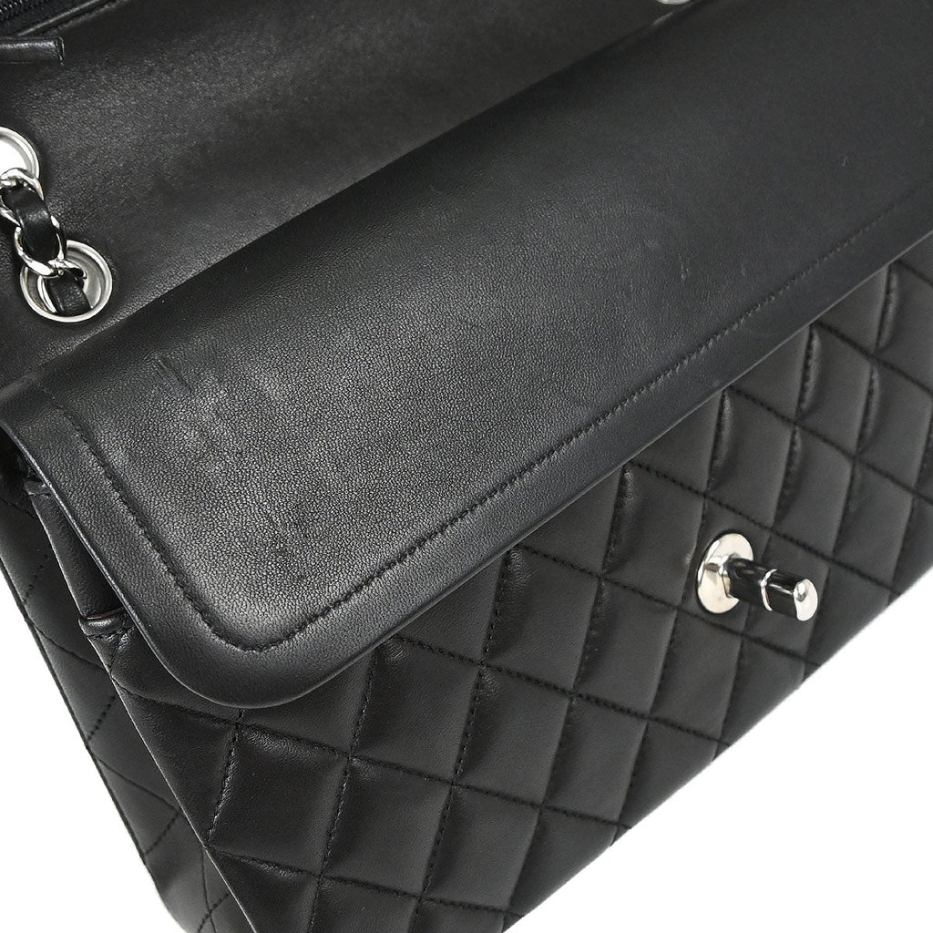 Chanel 2014 Black Lambskin Medium Classic Double Flap Shoulder Bag