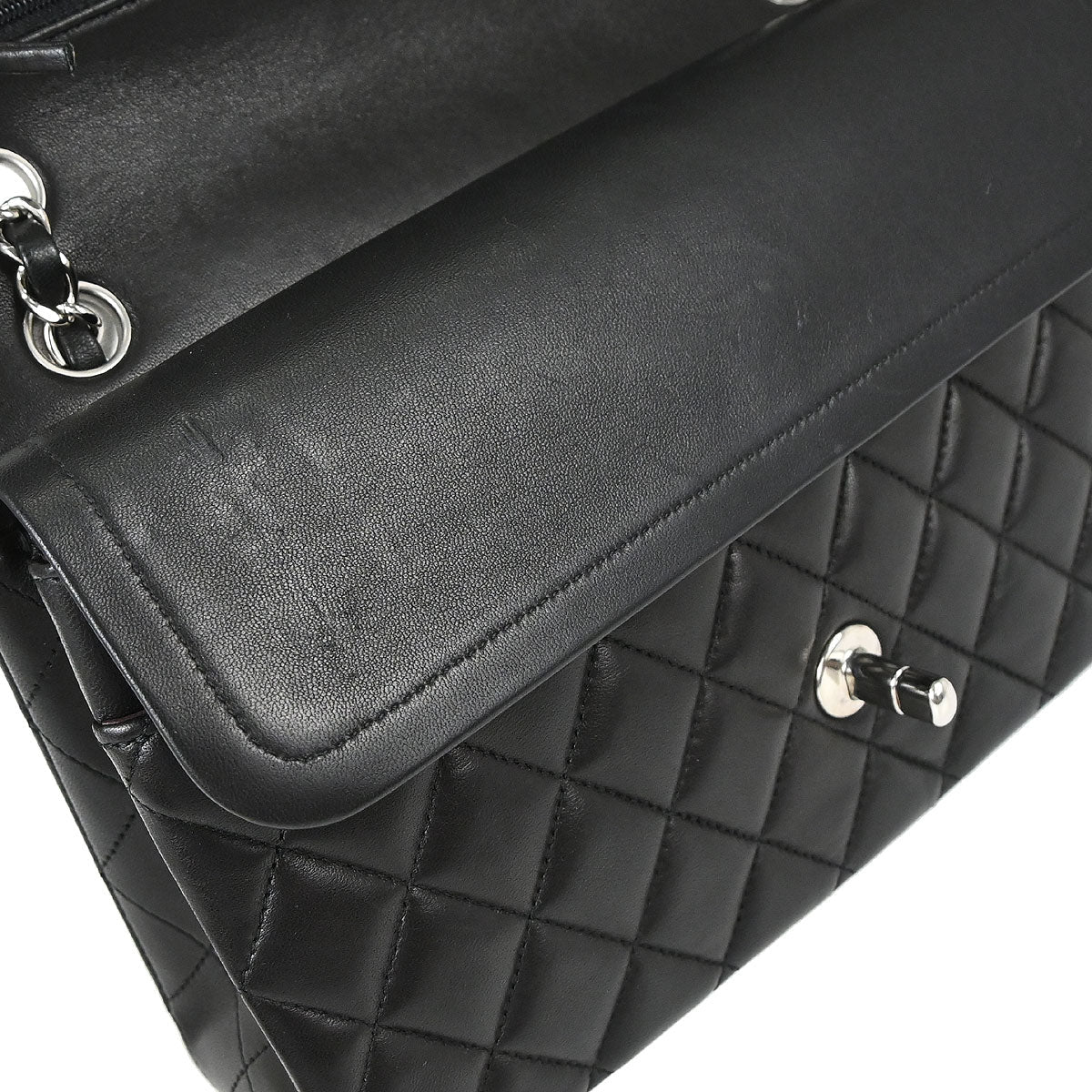 Chanel 2014 Black Lambskin Medium Classic Double Flap Shoulder Bag