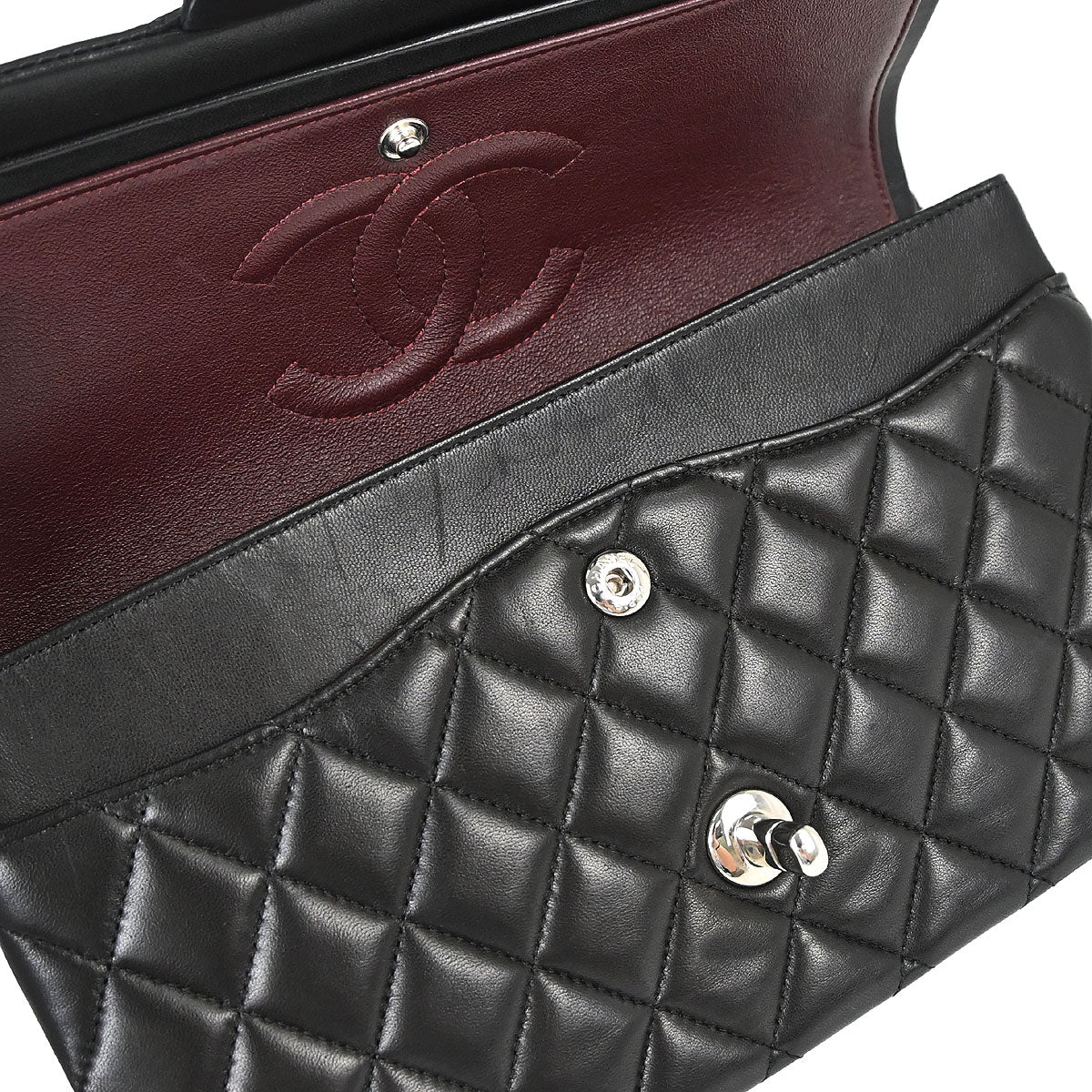 Chanel 2014 Black Lambskin Medium Classic Double Flap Shoulder Bag