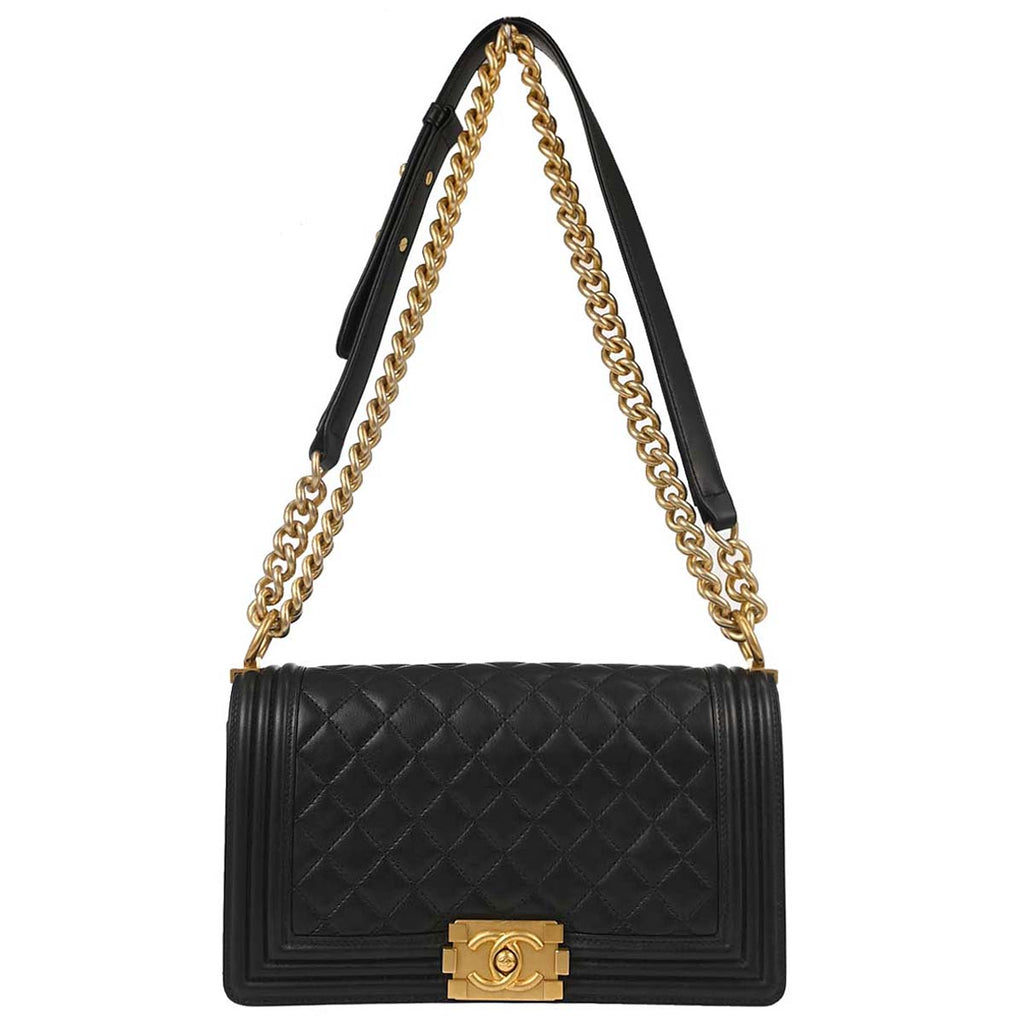 Boy Chanel 2015-2016 Black Lambskin Medium Shoulder Bag