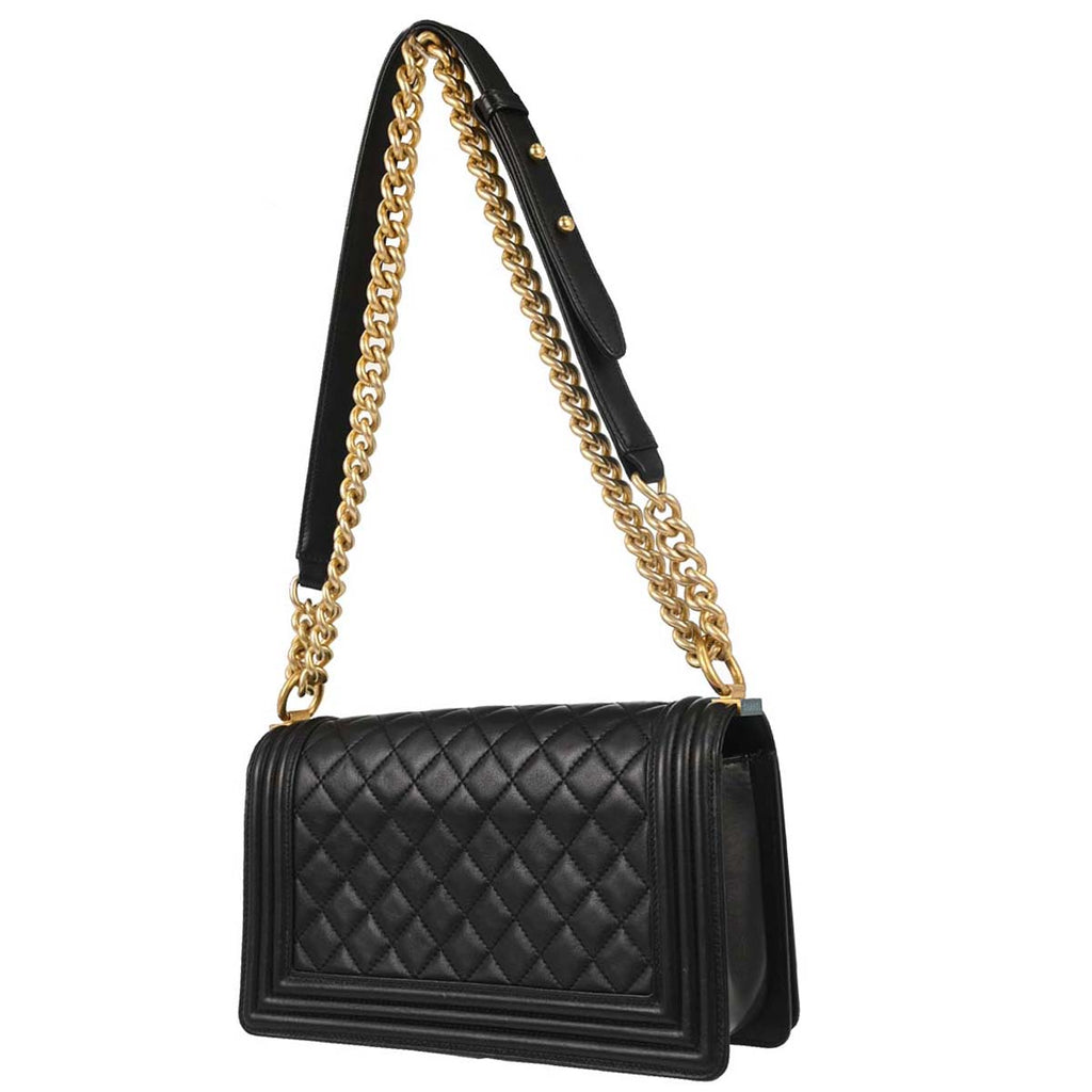 Boy Chanel 2015-2016 Black Lambskin Medium Shoulder Bag