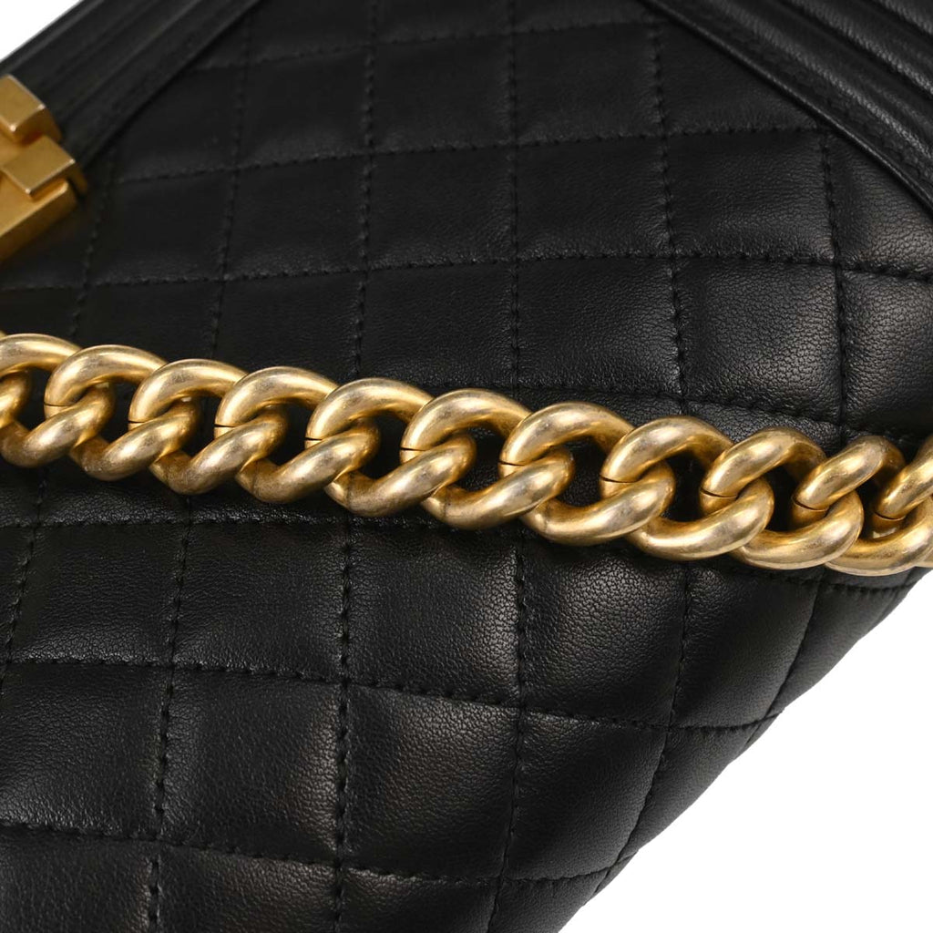 Boy Chanel 2015-2016 Black Lambskin Medium Shoulder Bag
