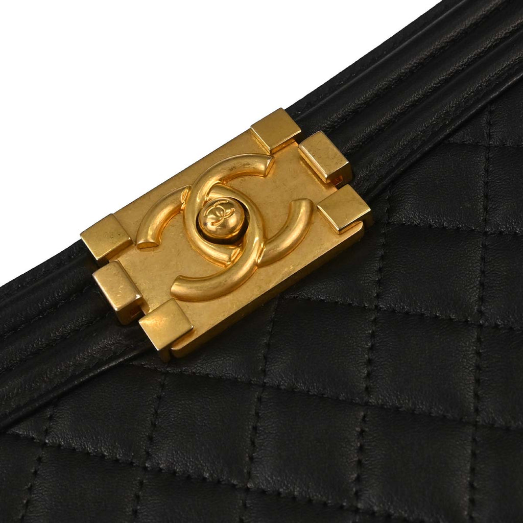 Boy Chanel 2015-2016 Black Lambskin Medium Shoulder Bag