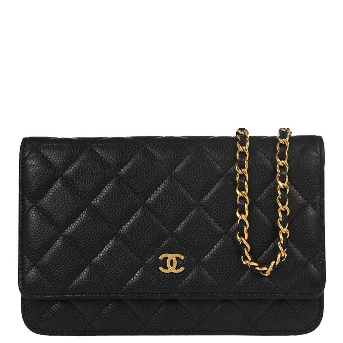 Chanel 2019 Black Caviar Skin Classic WOC Wallet on Chain Bag