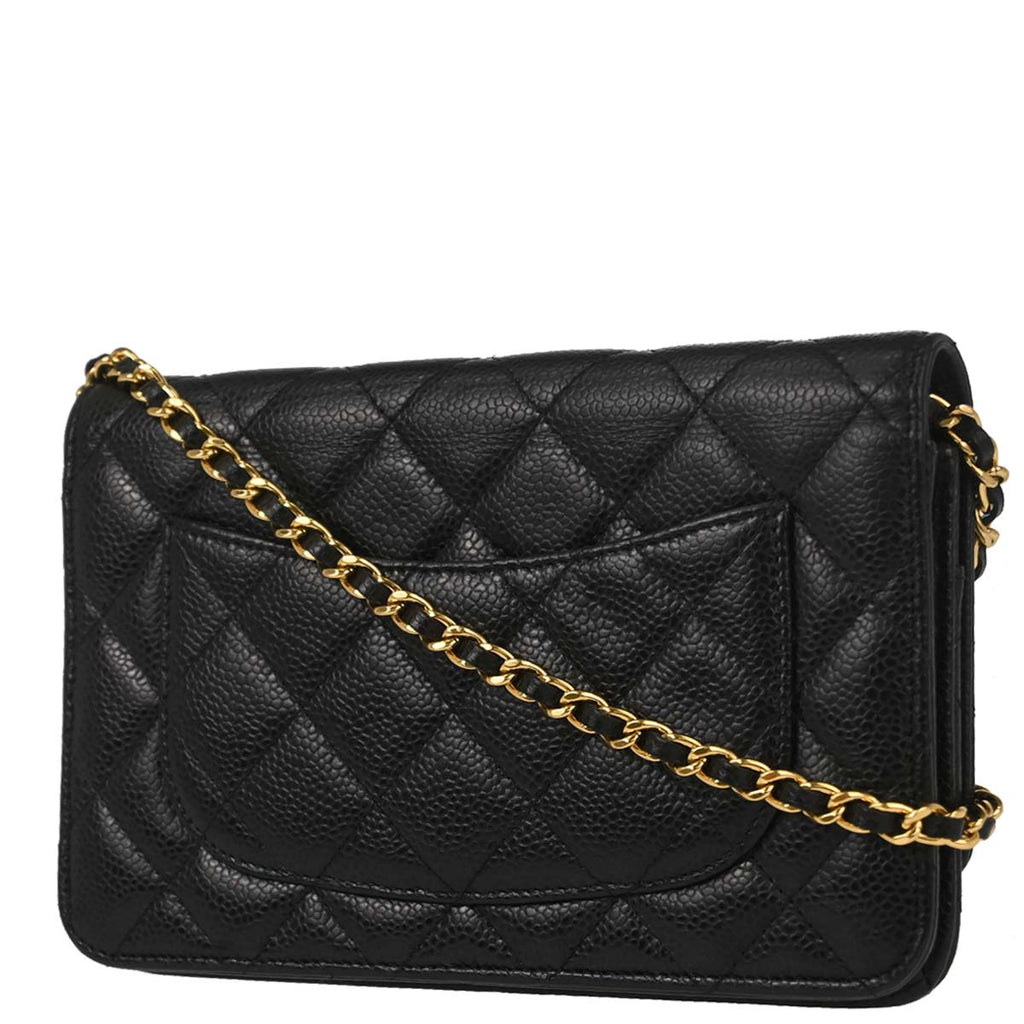 Chanel 2019 Black Caviar Skin Classic WOC Wallet on Chain Bag