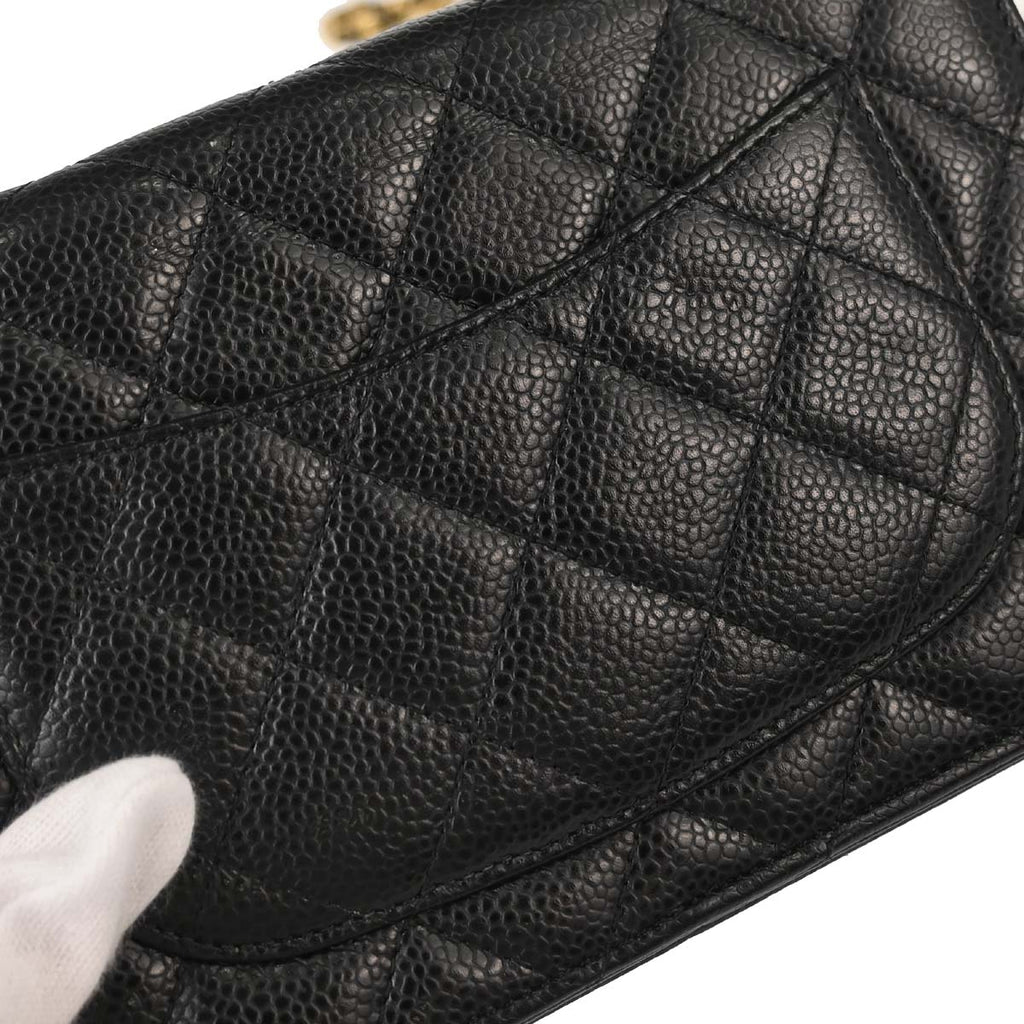 Chanel 2019 Black Caviar Skin Classic WOC Wallet on Chain Bag