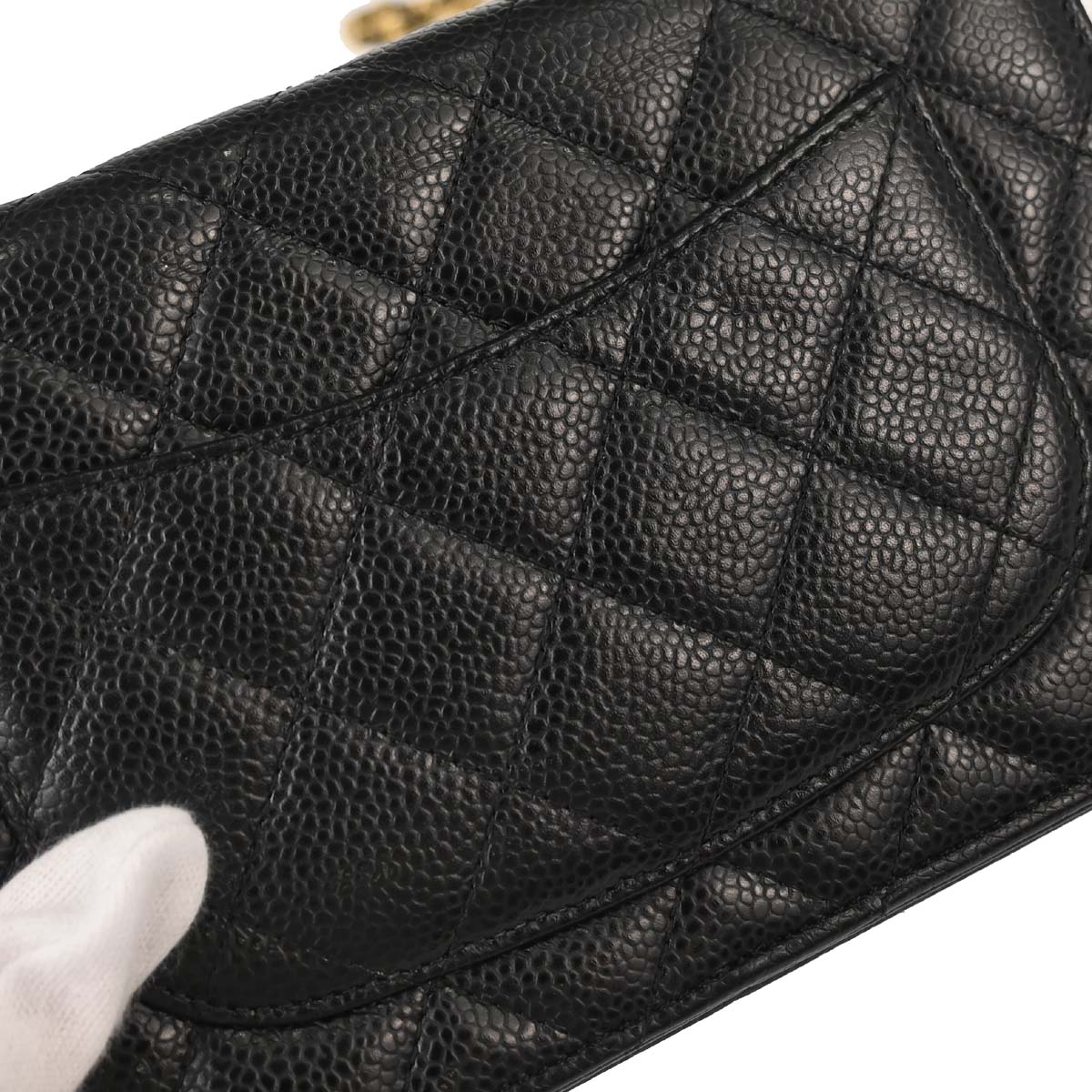 Chanel 2019 Black Caviar Skin Classic WOC Wallet on Chain Bag