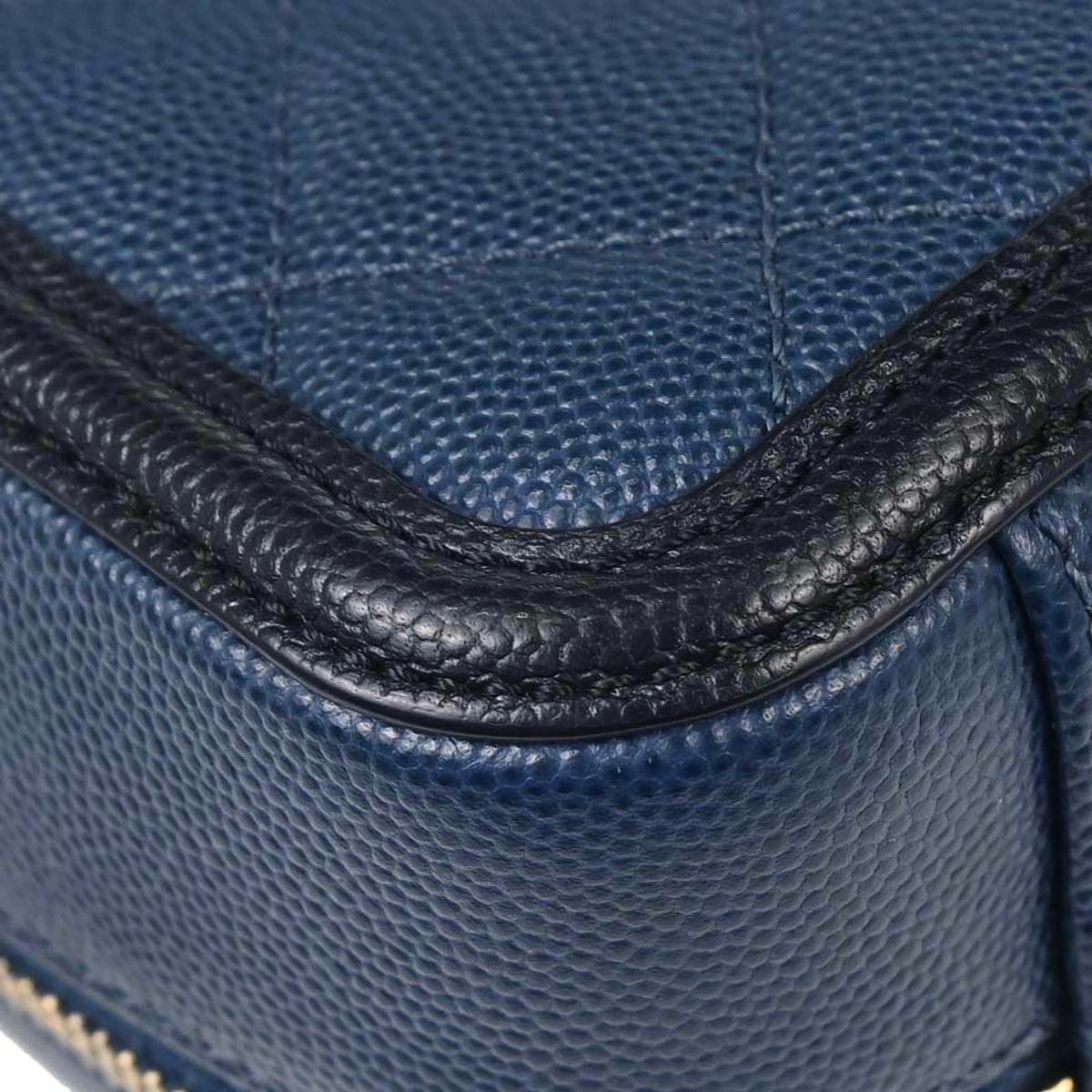 Chanel 2019 Navy Black Caviar Skin Bicolor Filigree 2way Shoulder Vanity Handbag