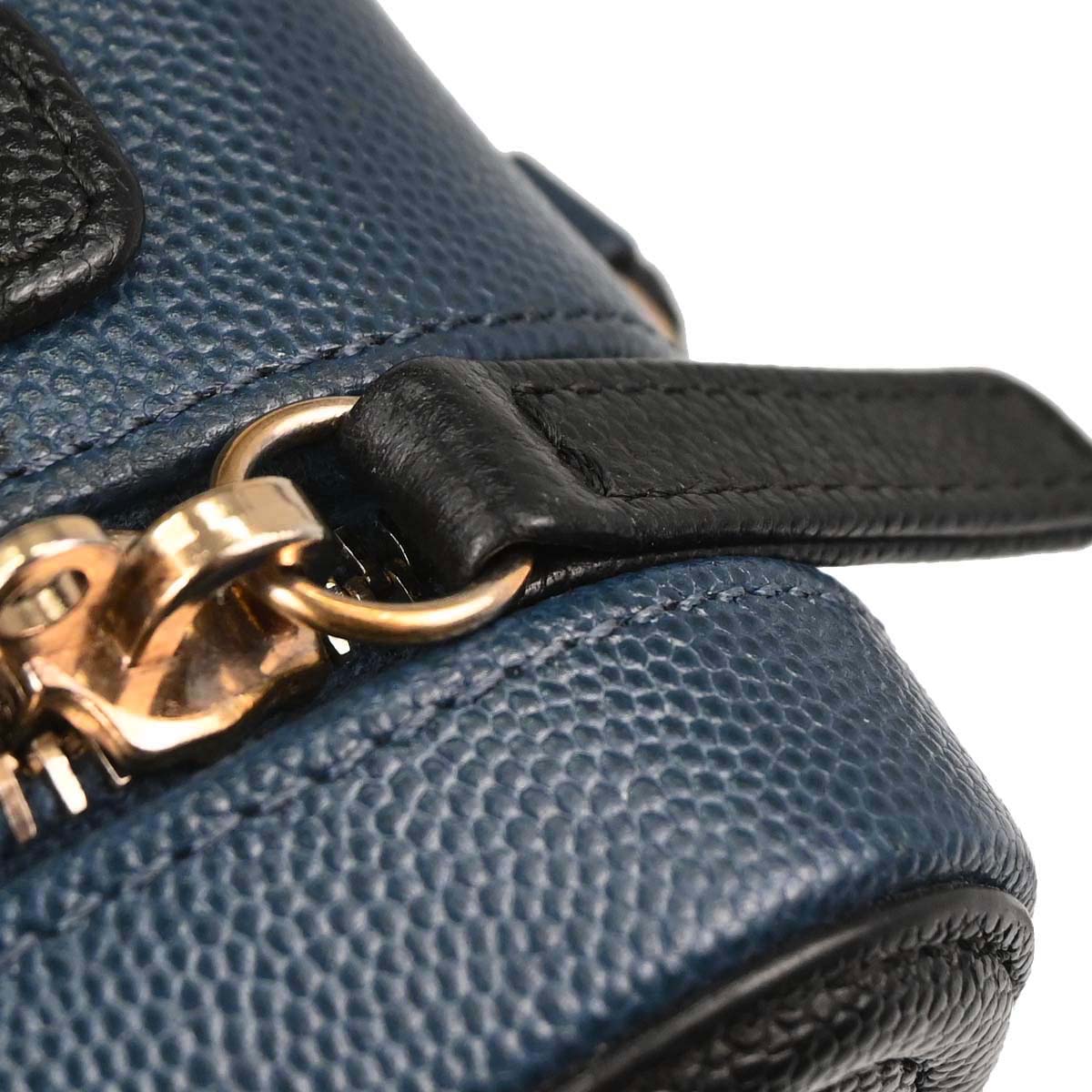 Chanel 2019 Navy Black Caviar Skin Bicolor Filigree 2way Shoulder Vanity Handbag