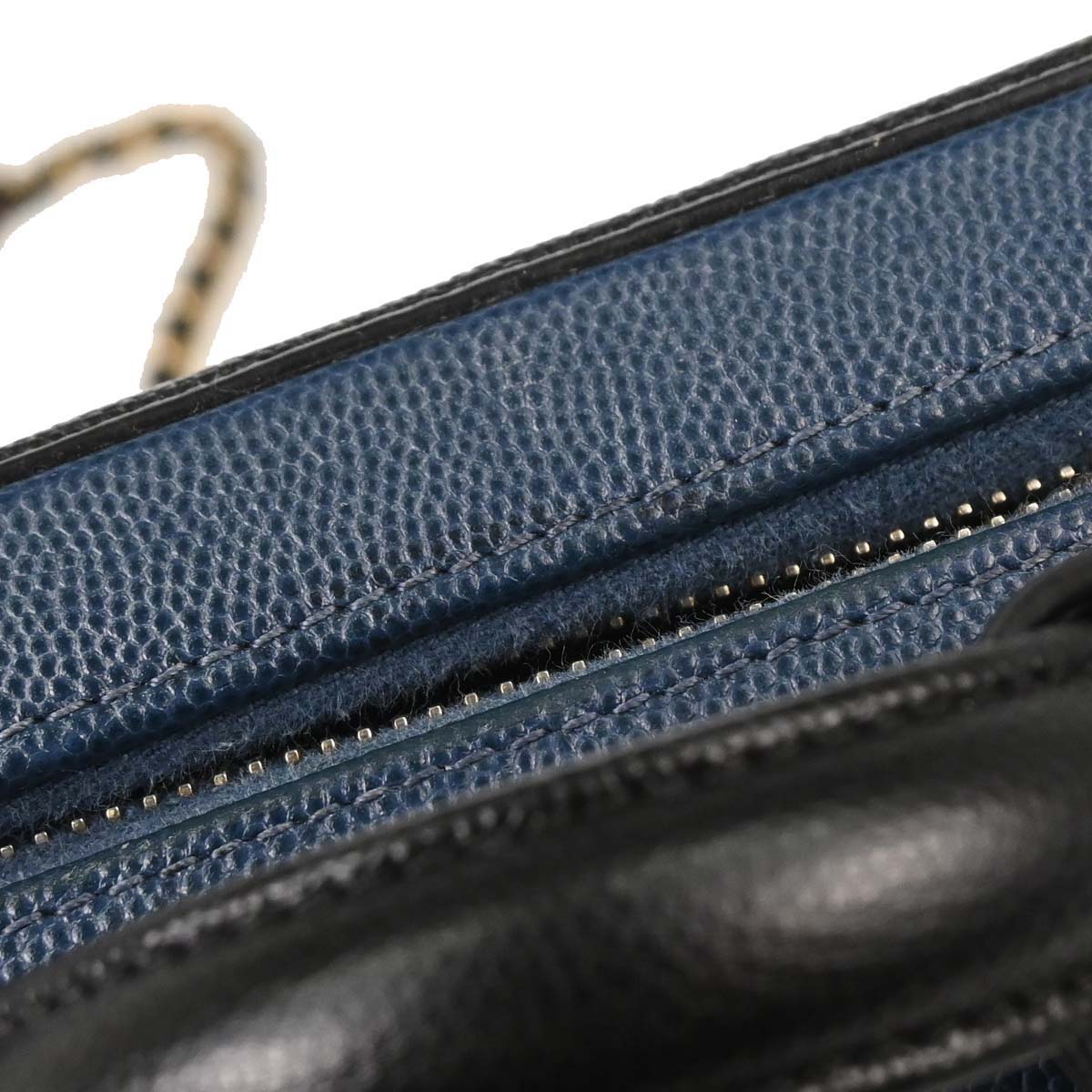 Chanel 2019 Navy Black Caviar Skin Bicolor Filigree 2way Shoulder Vanity Handbag