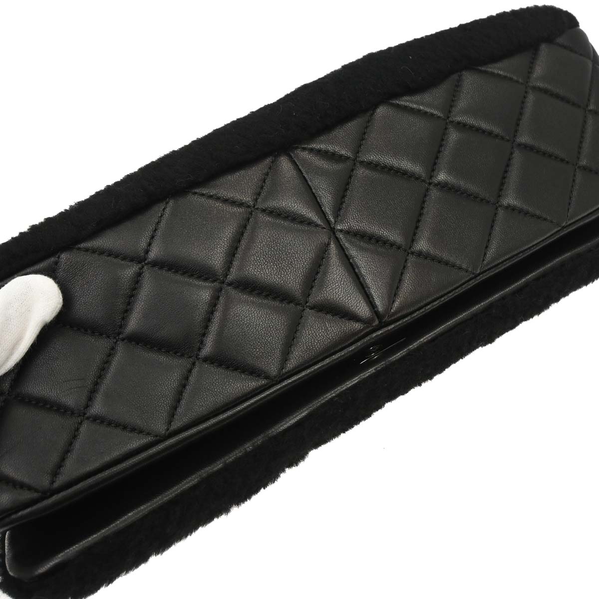 Chanel 2014-2015 Black Wool No.5 Turnlock Full Flap Shoulder Bag