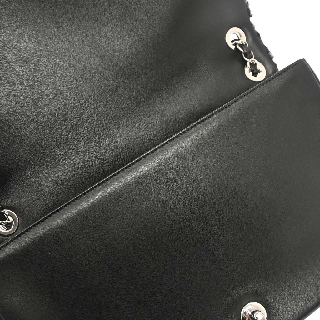 Chanel 2014-2015 Black Wool No.5 Turnlock Full Flap Shoulder Bag