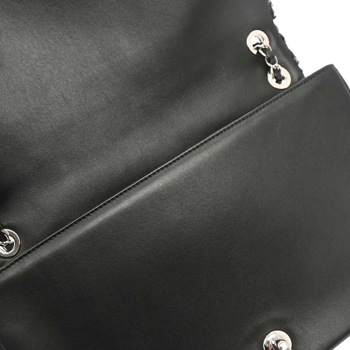Chanel 2014-2015 Black Wool No.5 Turnlock Full Flap Shoulder Bag