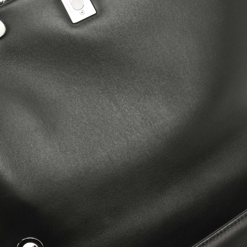Chanel 2014-2015 Black Wool No.5 Turnlock Full Flap Shoulder Bag