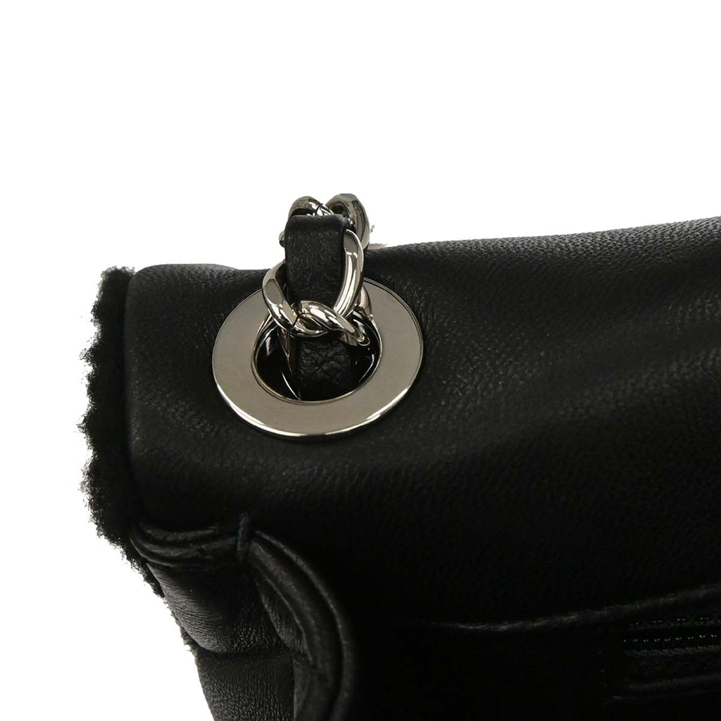 Chanel 2014-2015 Black Wool No.5 Turnlock Full Flap Shoulder Bag