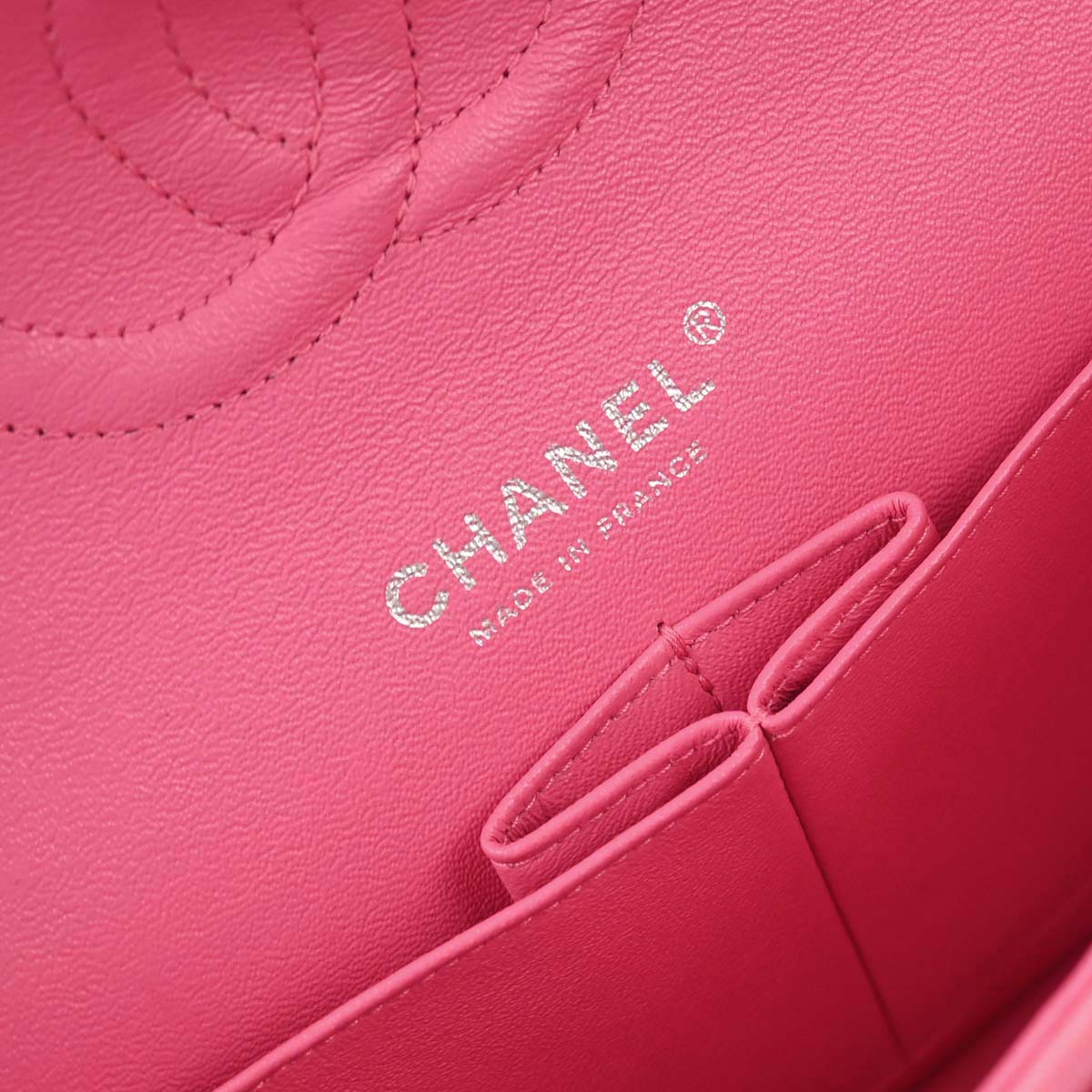 Chanel 2014 Pink Cotton Medium Classic Double Flap Shoulder Bag