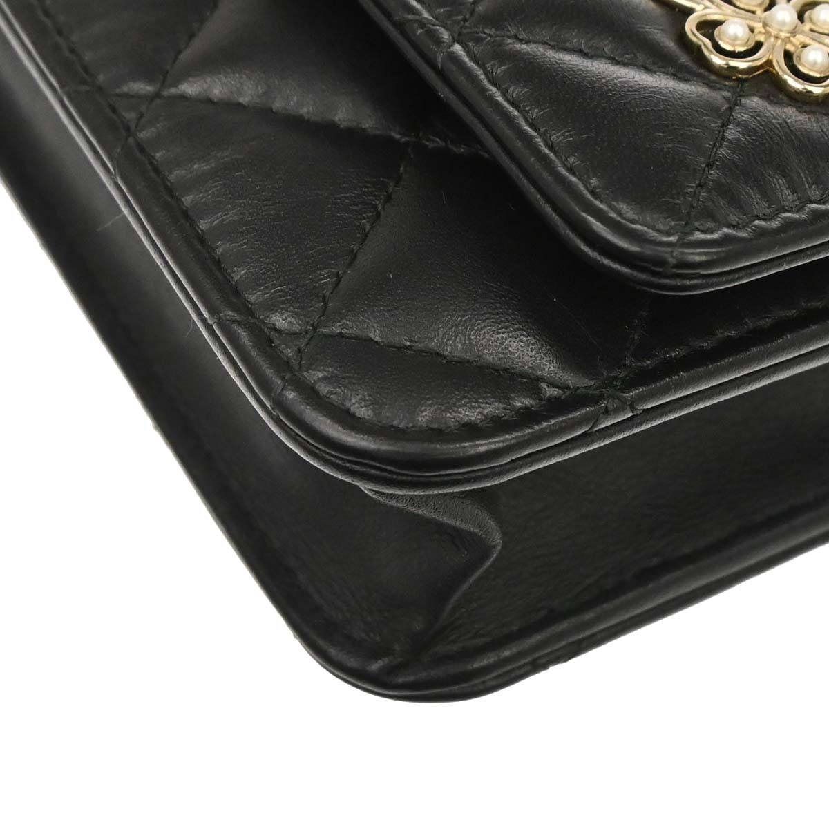 Chanel 2017 Calfskin Mademoiselle Lock Icon WOC Wallet on Chain Shoulder Bag