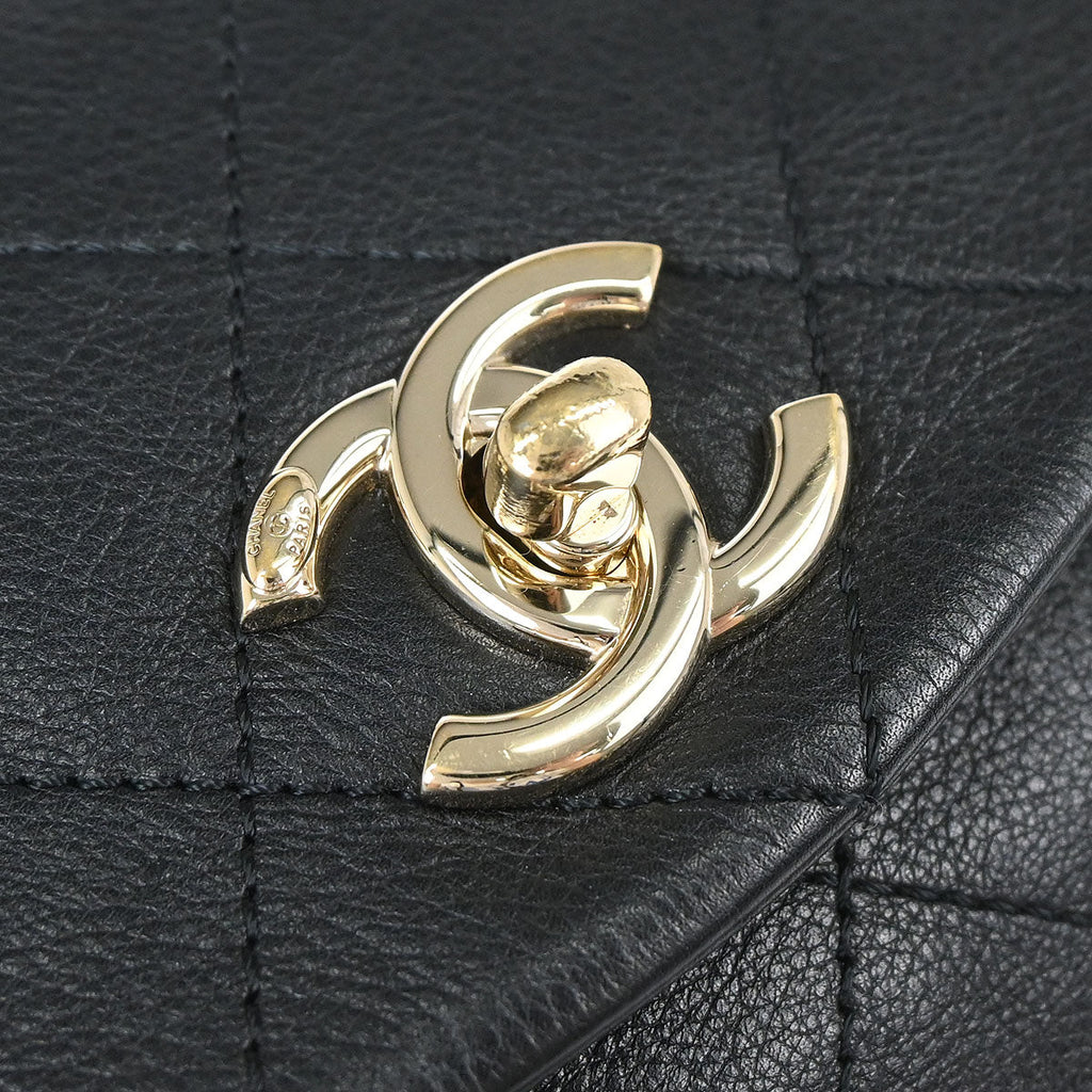 Chanel 2019 Black Calfskin Chain Around Saddle Flap Shoulder Bag