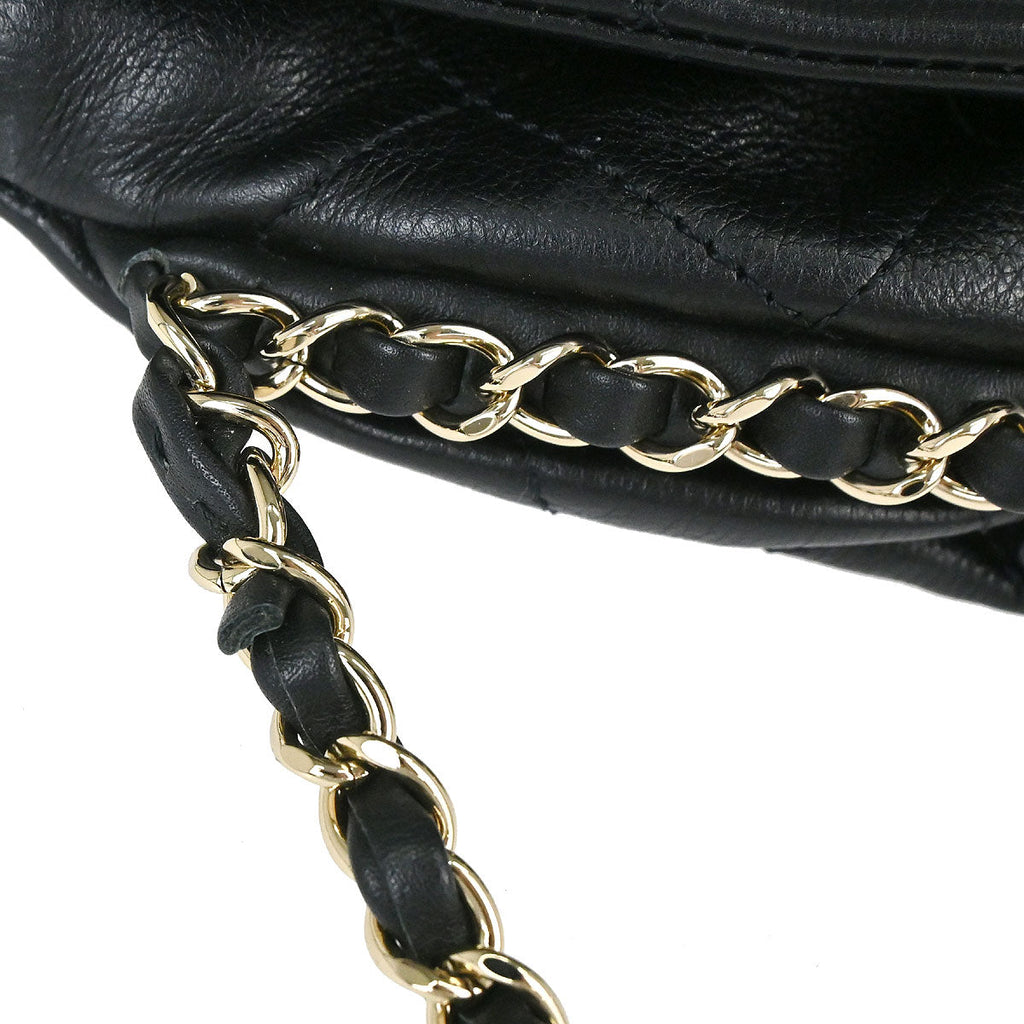 Chanel 2019 Black Calfskin Chain Around Saddle Flap Shoulder Bag