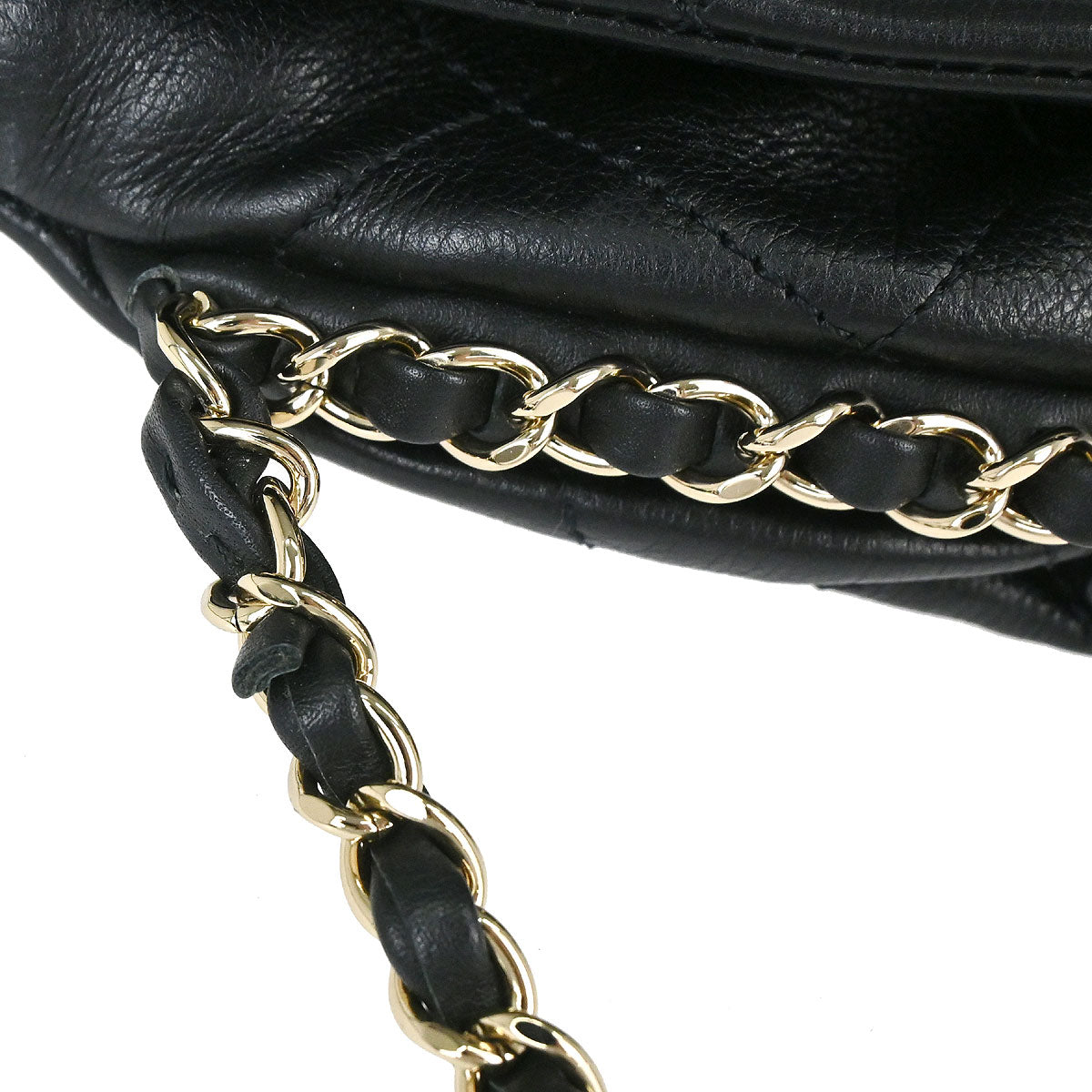 Chanel 2019 Black Calfskin Chain Around Saddle Flap Shoulder Bag