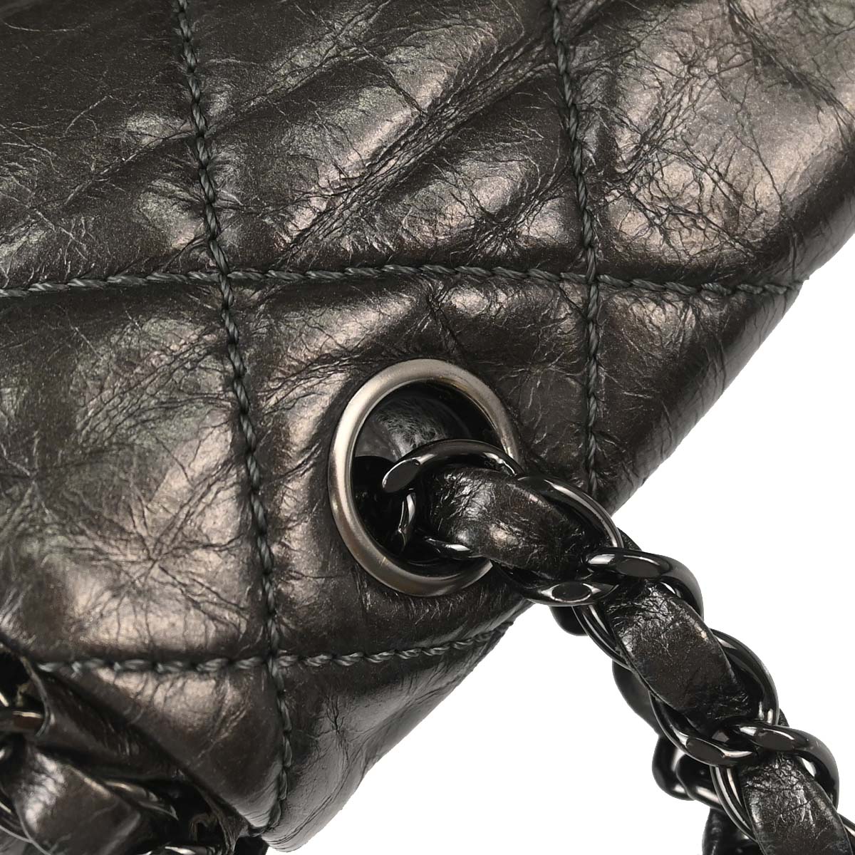 Chanel 2010-2011 Gray Calfskin Chain Me Luxury Line Flap Bag Shoulder Bag