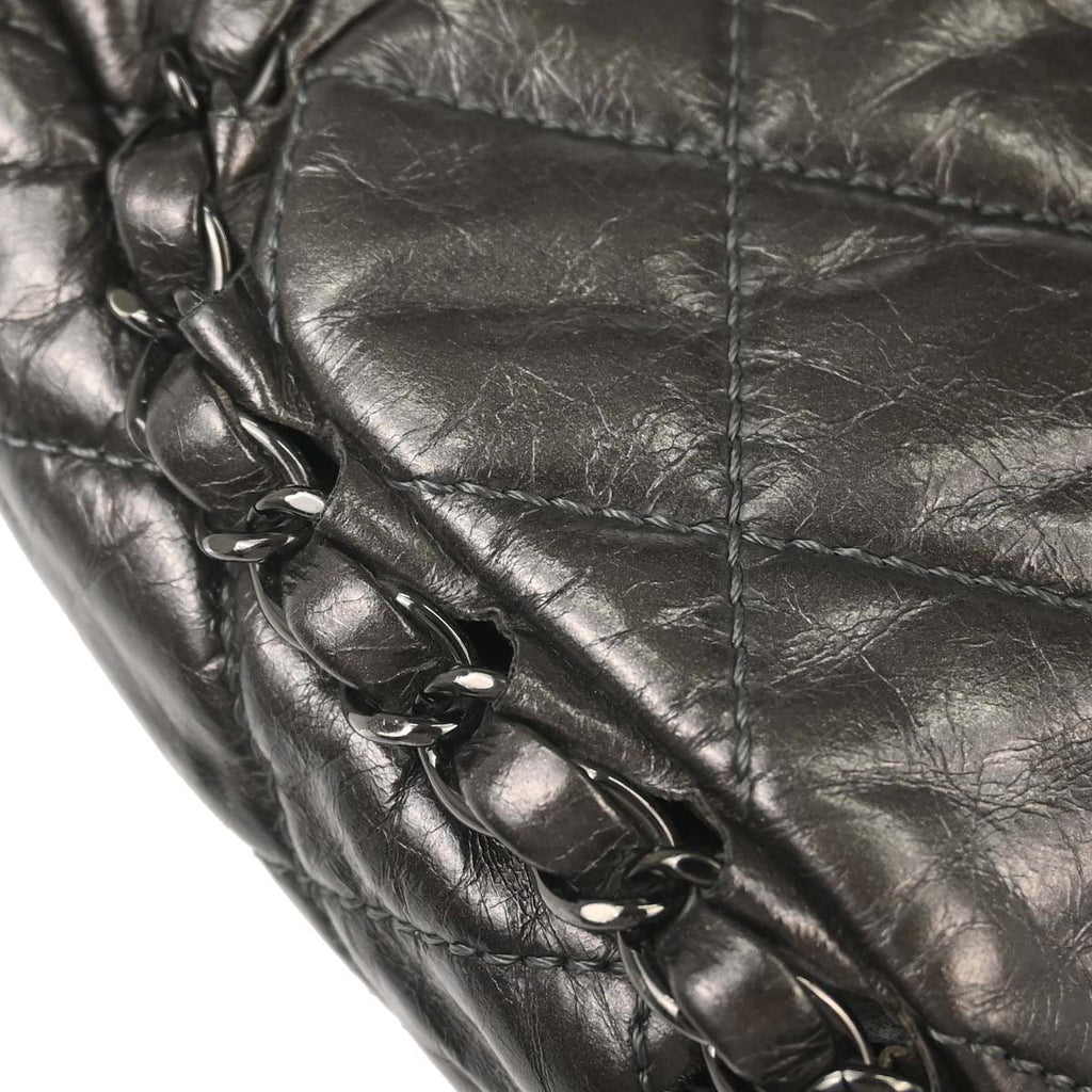Chanel 2010-2011 Gray Calfskin Chain Me Luxury Line Flap Bag Shoulder Bag