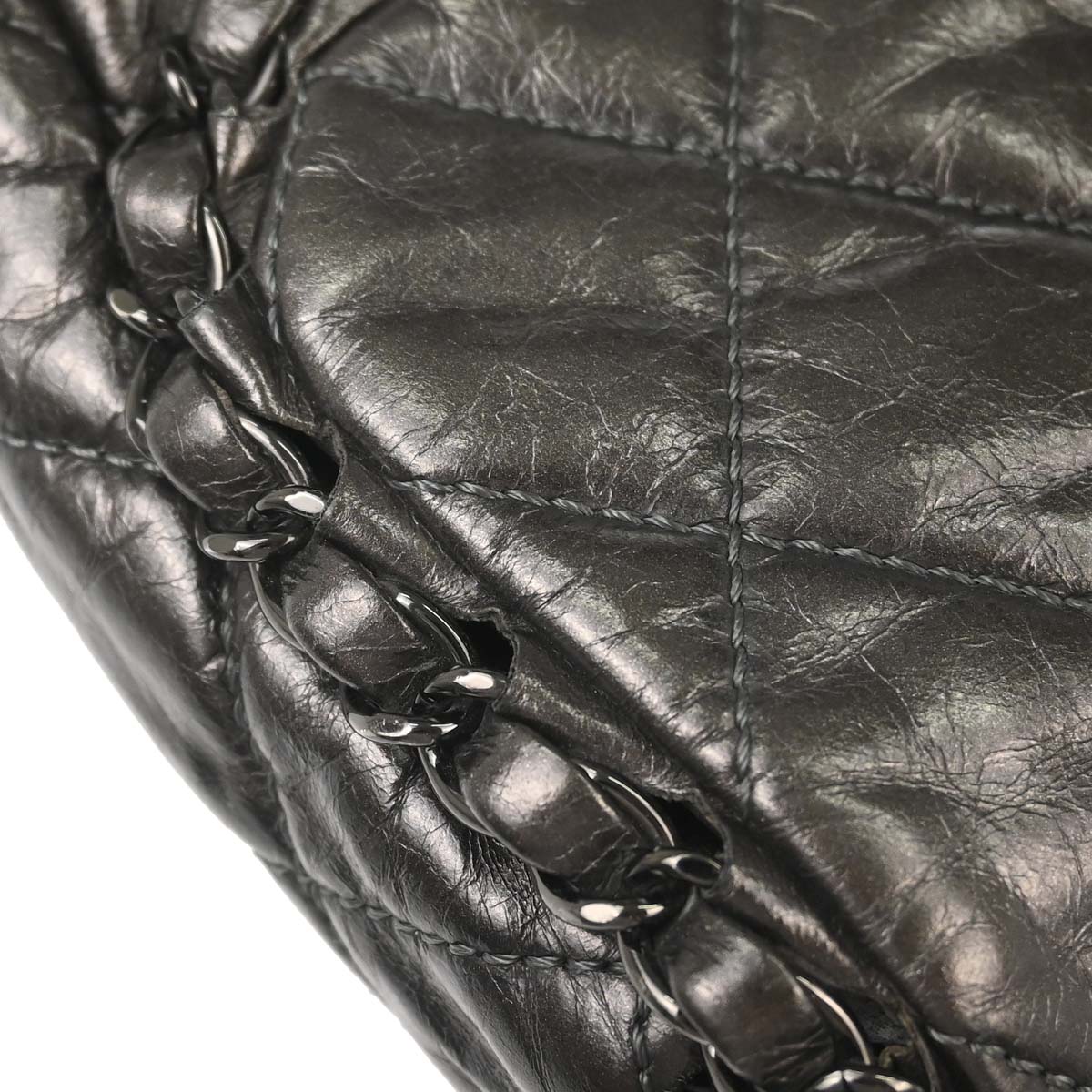 Chanel 2010-2011 Gray Calfskin Chain Me Luxury Line Flap Bag Shoulder Bag
