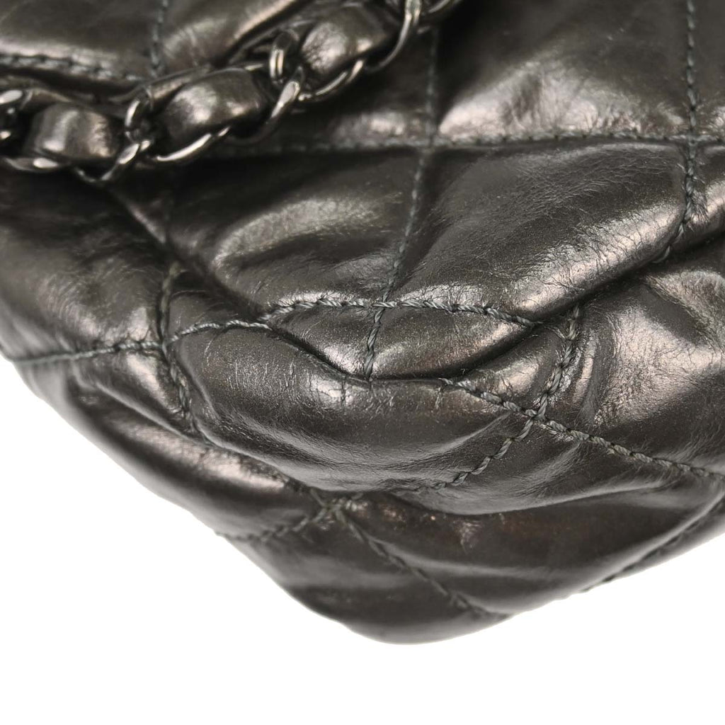 Chanel 2010-2011 Gray Calfskin Chain Me Luxury Line Flap Bag Shoulder Bag