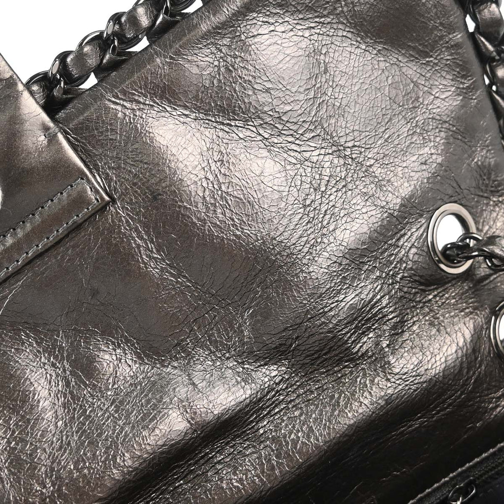 Chanel 2010-2011 Gray Calfskin Chain Me Luxury Line Flap Bag Shoulder Bag