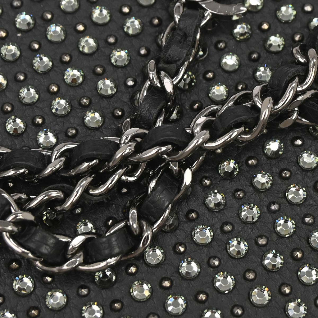 Chanel 2014-2015 Black Calfskin Rhinestone WOC Wallet on Chain Bag