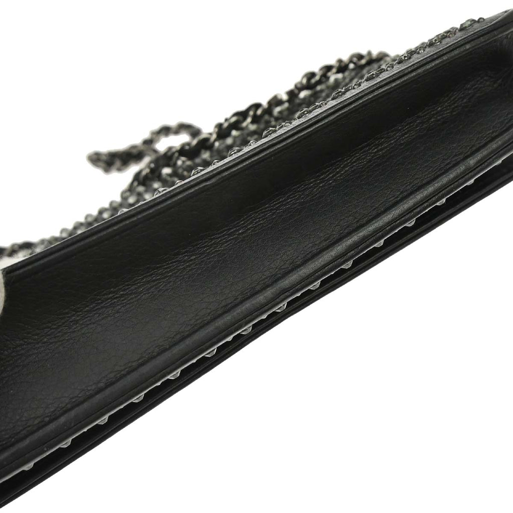 Chanel 2014-2015 Black Calfskin Rhinestone WOC Wallet on Chain Bag