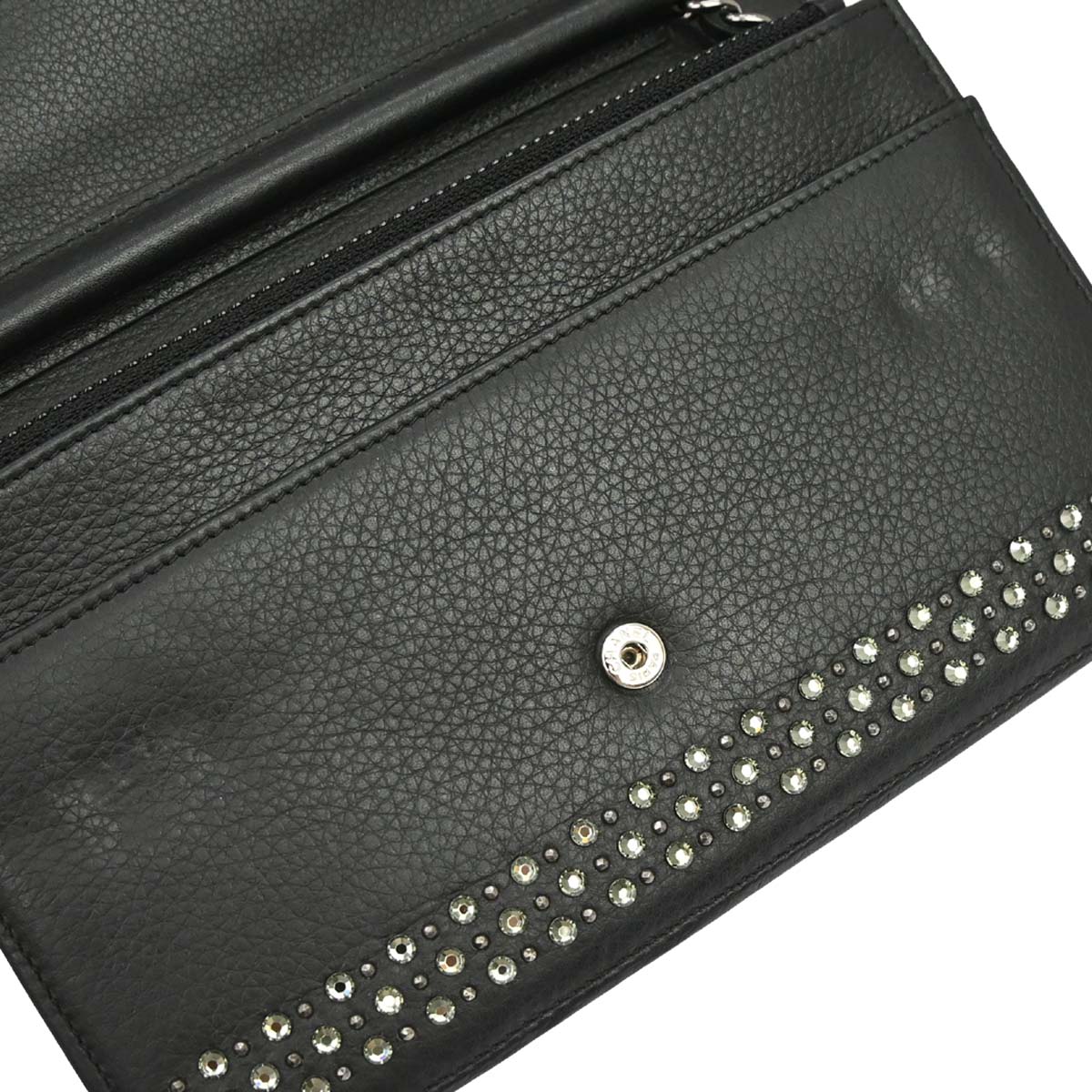 Chanel 2014-2015 Black Calfskin Rhinestone WOC Wallet on Chain Bag