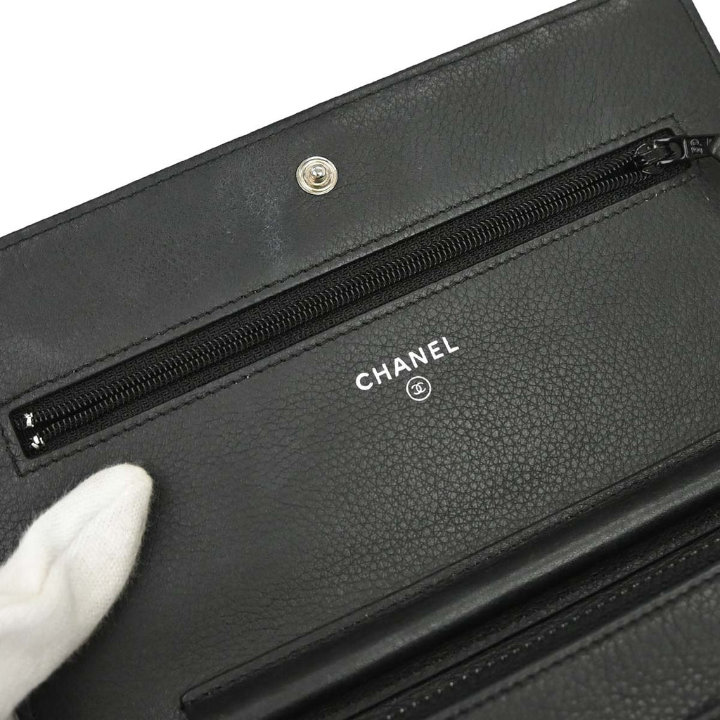 Chanel 2014-2015 Black Calfskin Rhinestone WOC Wallet on Chain Bag