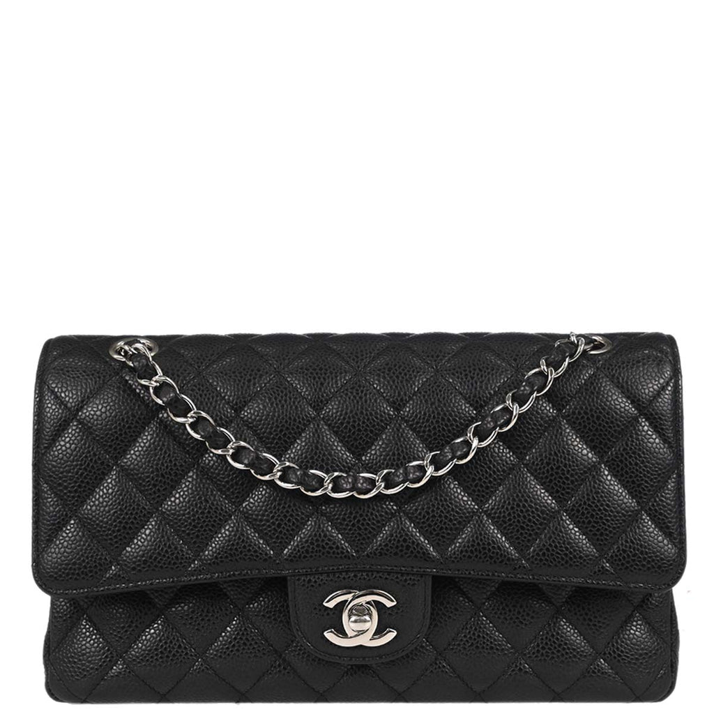 Chanel Black Caviar Skin Medium Classic Double Flap Shoulder Bag