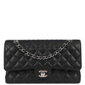 Chanel Black Caviar Skin Medium Classic Double Flap Shoulder Bag