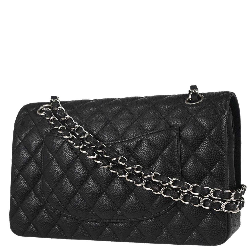 Chanel Black Caviar Skin Medium Classic Double Flap Shoulder Bag