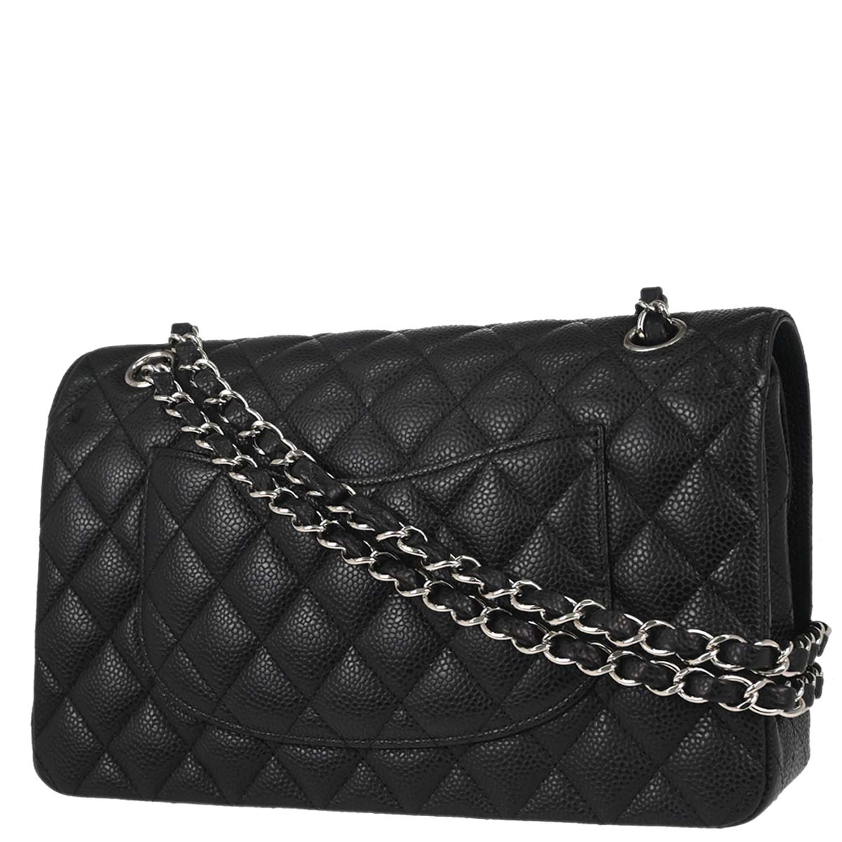 Chanel Black Caviar Skin Medium Classic Double Flap Shoulder Bag