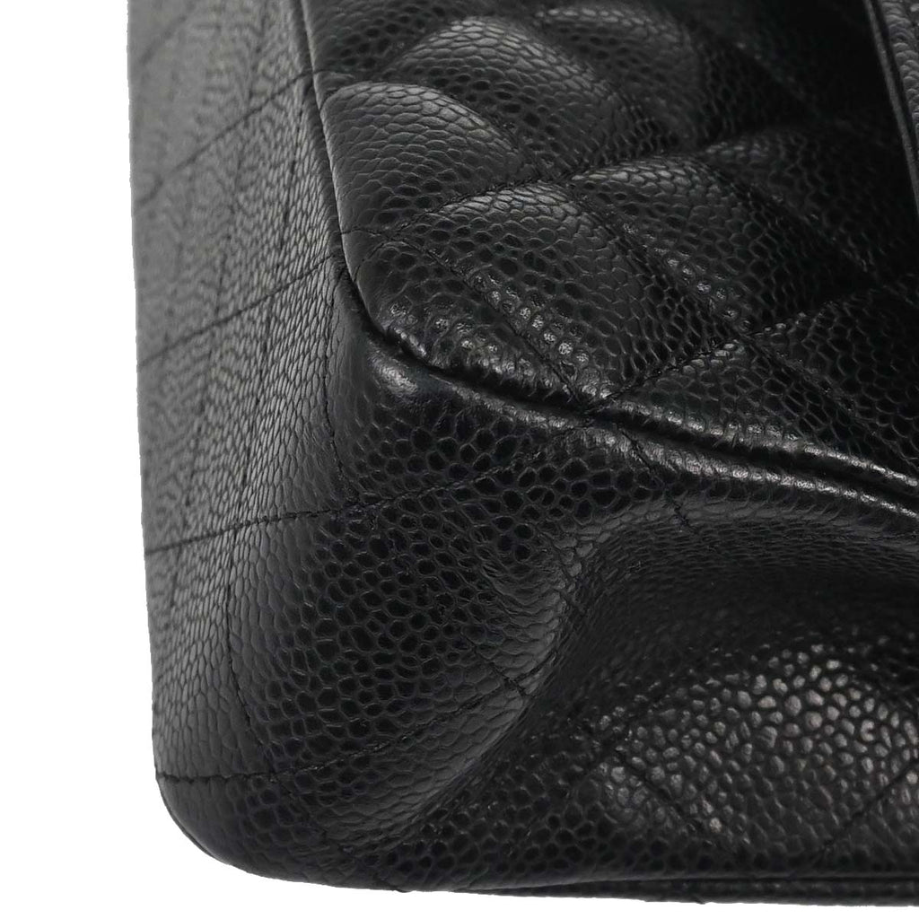Chanel Black Caviar Skin Medium Classic Double Flap Shoulder Bag