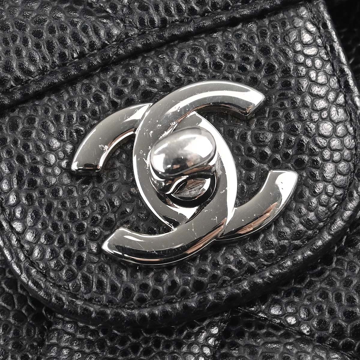 Chanel Black Caviar Skin Medium Classic Double Flap Shoulder Bag